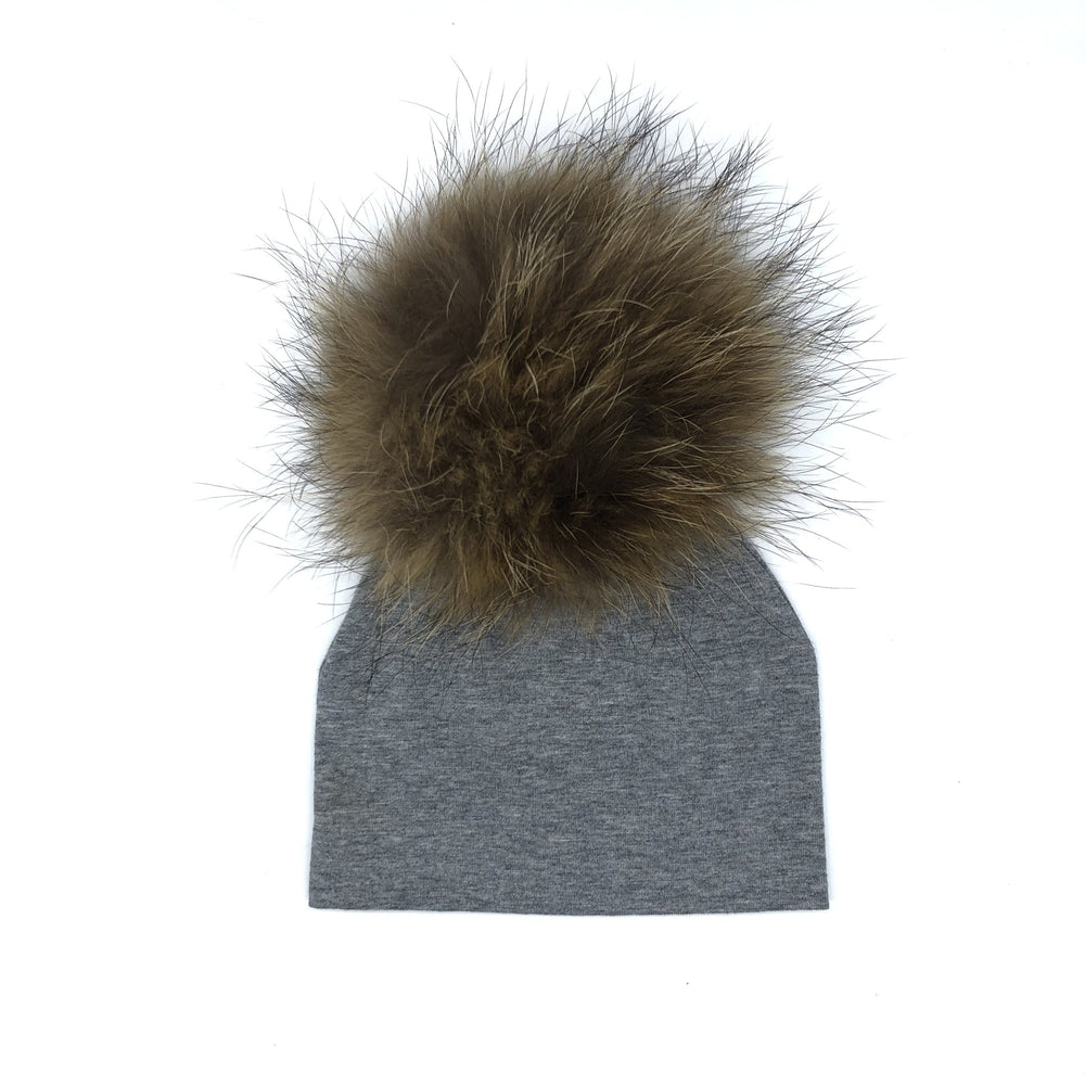 Heather Grey Pompom Hat