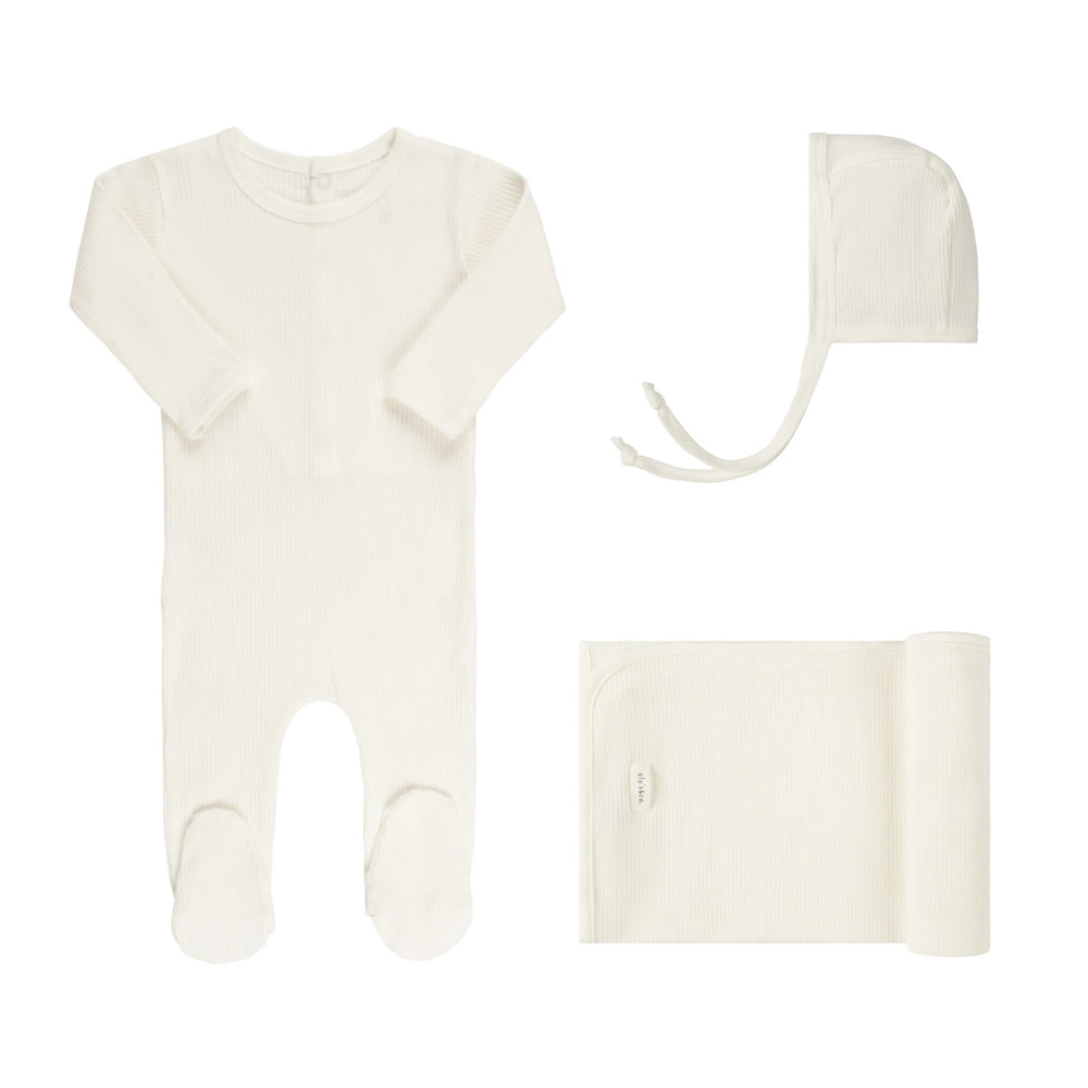 Elys and Co Solid Ribbed Set Ivory