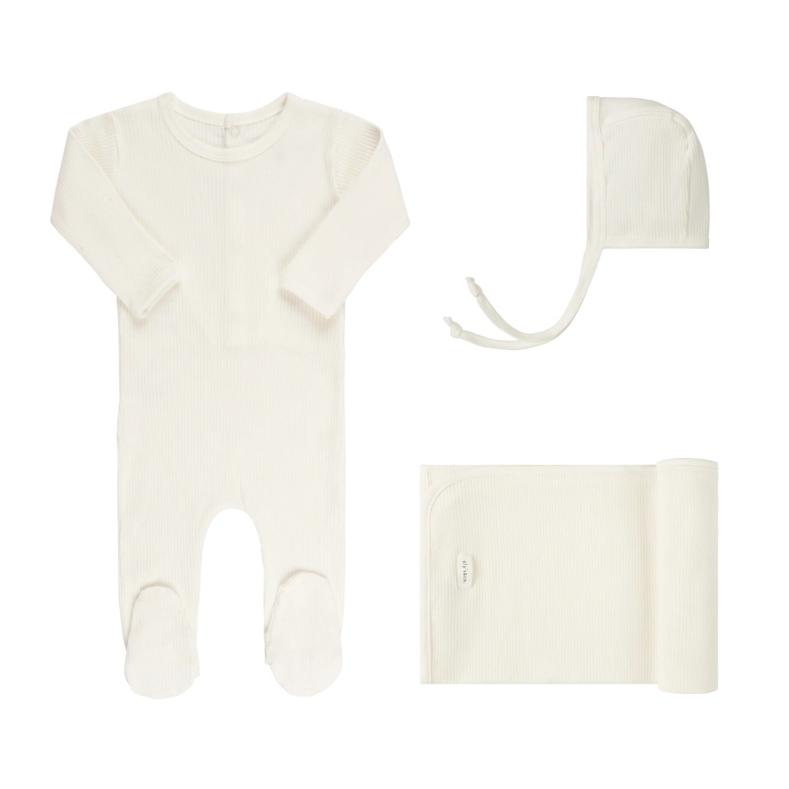 Elys and Co Solid Ribbed Set Ivory