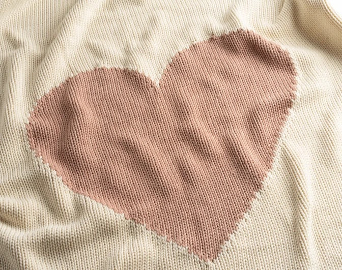 Domani DH HEART NATURAL/PINK BLANKET