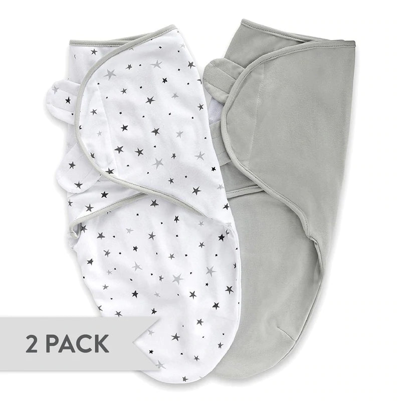 Elys and Col Adjustable Swaddle Small Stars & Solid 0-3 Months