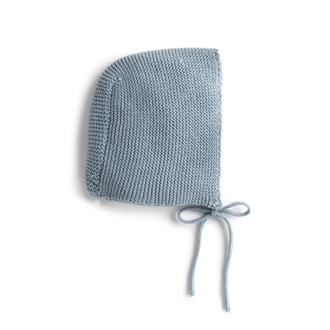 Domani Blue Grey Herringbone Knit Baby Bonnet