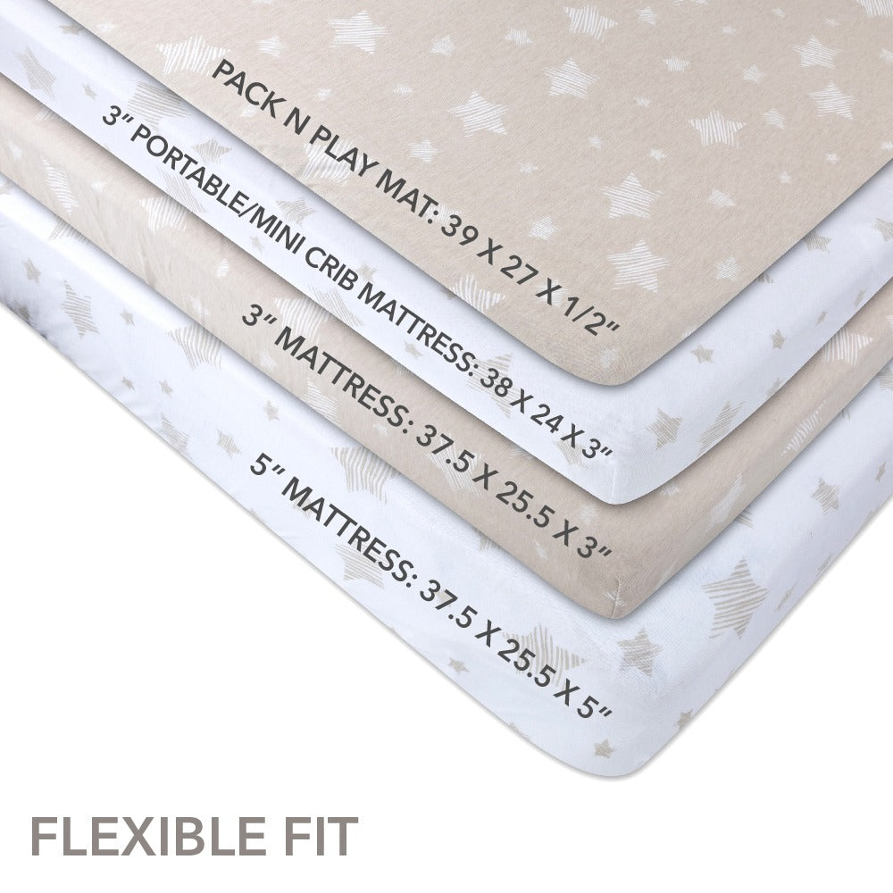 Elys and Co Drawn Star Print Pack n Play Sheets 2 pack