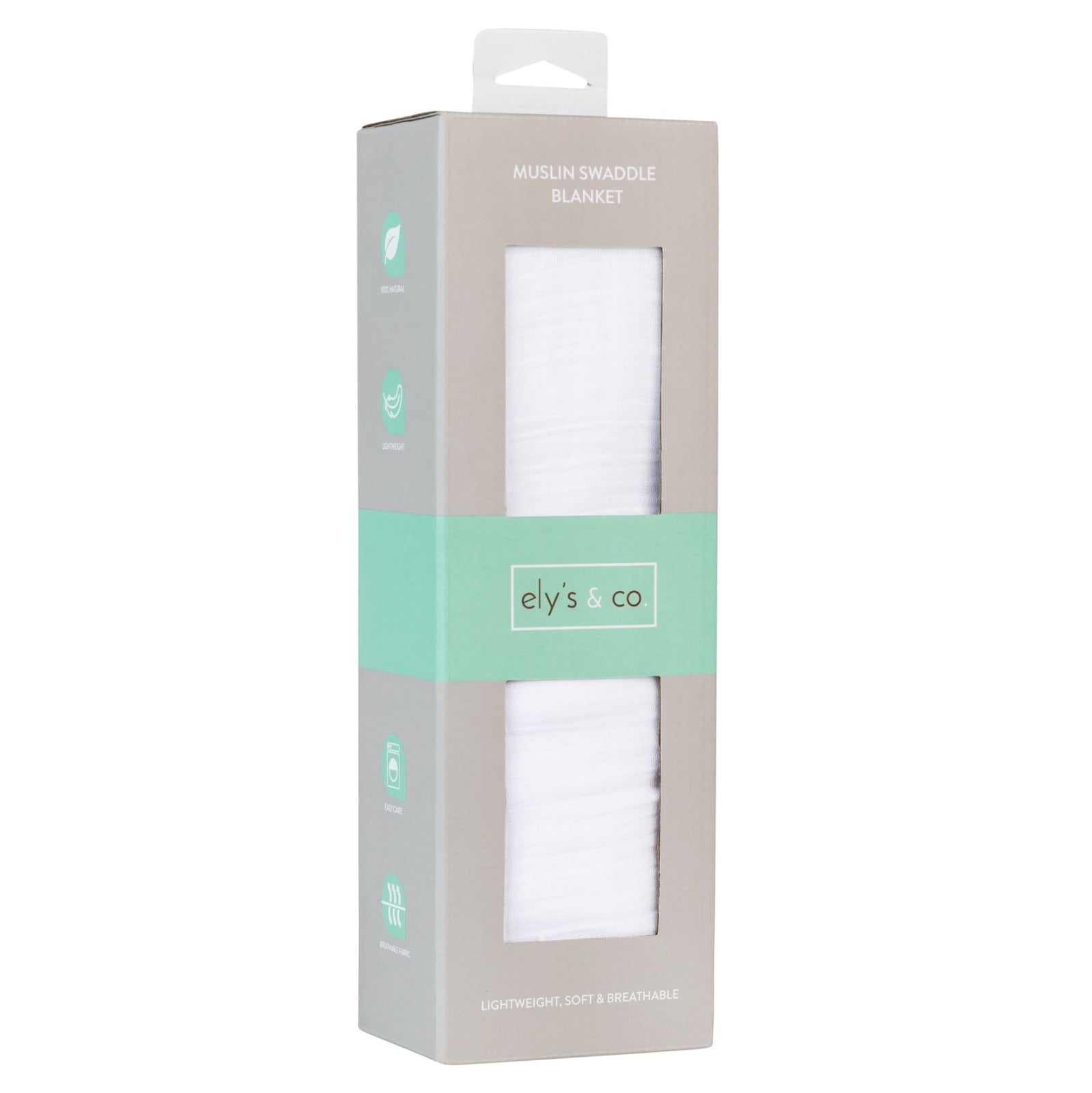 Ely and Co Single Pack White Muslin Swaddle