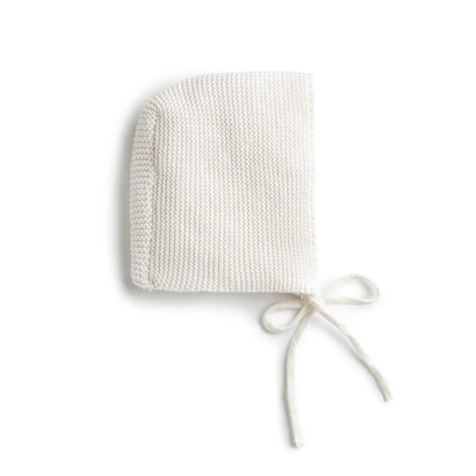 Domani Cream Herringbone Knit Baby Bonnet