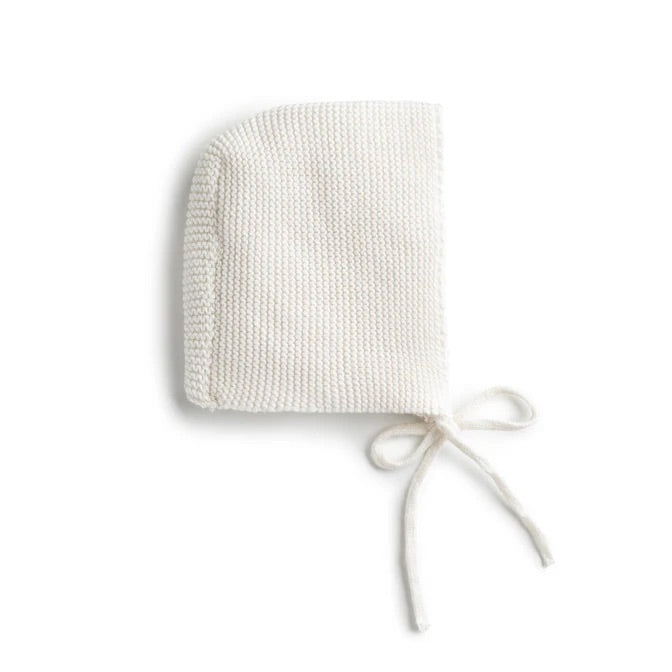 Domani Cream Herringbone Knit Baby Bonnet